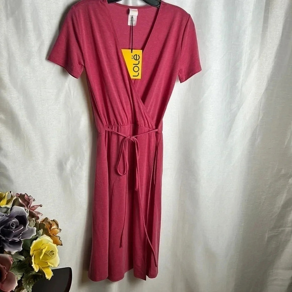 LOLE TESSA dress,women Small.Red fit,flare,faux wrap, surplice,cinched waist NWT - Picture 1 of 10